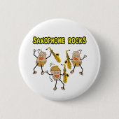 Saxofoon Rocks Ronde Button 5,7 Cm (Voorkant)