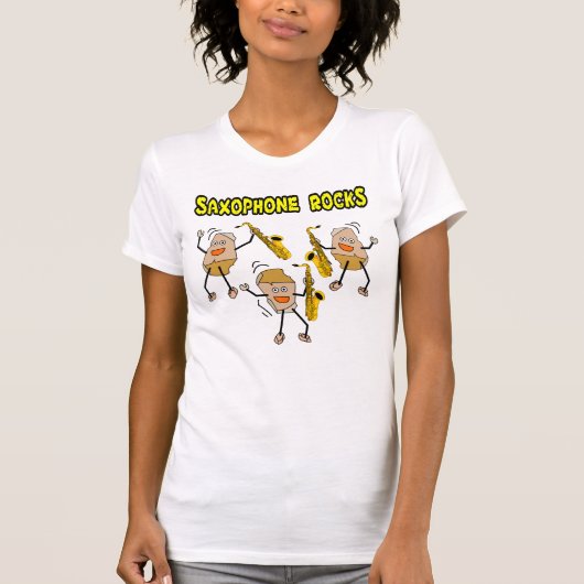 Saxofoon Rocks T-shirt (Voorkant)