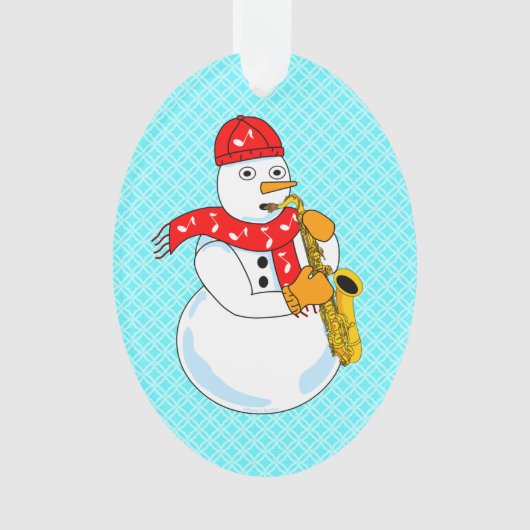 Saxofoon Sneeuwman Ornament (voorkant)