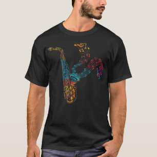 Saxofoon Speler Gift Muzieknoten Saxofoon T-shirt