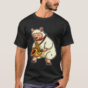 Saxofoon Speler Lama Alpaca Jazz Band Muziek Liefd T-shirt