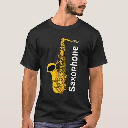 Saxofoon Tekst T-shirt (Voorkant)