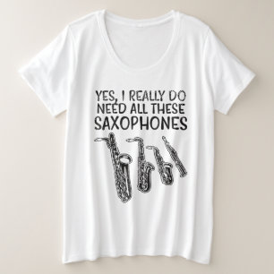 Saxofoon Types Grote Maat T-shirt