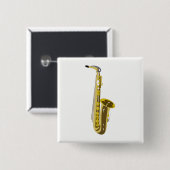 Saxofoon Vierkante Button 5,1 Cm (Voorkant /achterkant)