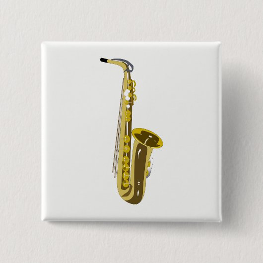 Saxofoon Vierkante Button 5,1 Cm (Voorkant)