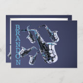 Saxofoonmuziek Bedankt Flat Kaart (Voorkant / Achterkant)