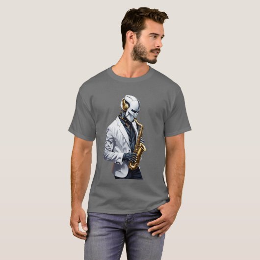 saxofoonrobot t-shirt (Voorkant volledig)