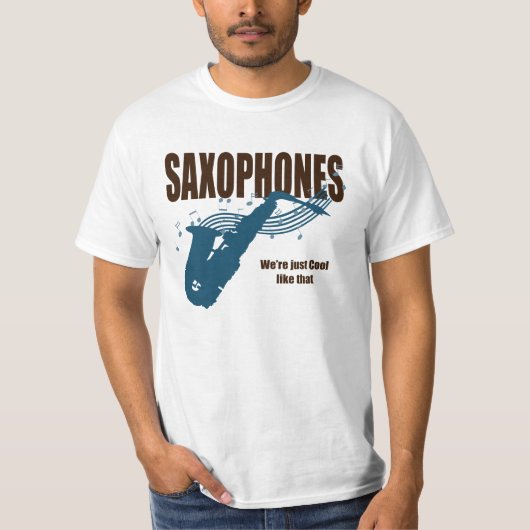 Saxofoons zijn zo cool t-shirt (Voorkant)
