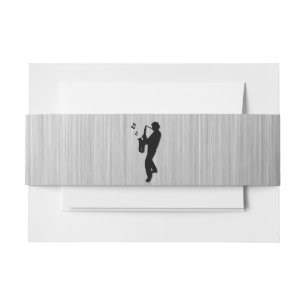 Saxofoonspeler Zilver Uitnodigingen Wikkel