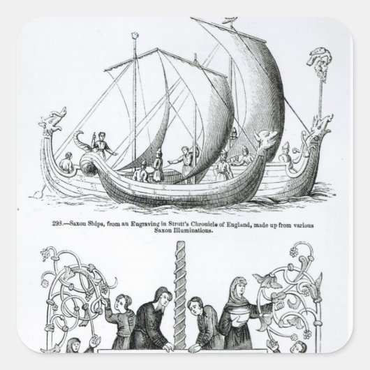 Saxon Ship Vierkante Sticker (Voorkant)