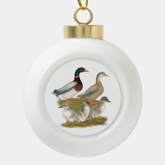 Saxony Duck Family Keramische Bal Ornament (Voorkant)