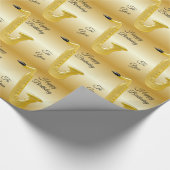 Saxophone Birthday Wrapping Paper Cadeaupapier (Hoek)