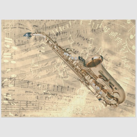 Saxophone-blad Muziek Collage Gold-ontkoppeling Tissuepapier (Voorkant)