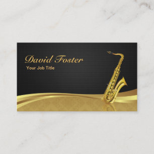 Saxophone Brass Instrument Elegant Gold Damask Visitekaartje