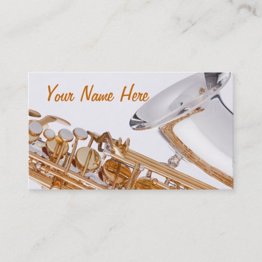 Saxophone Budiness Card Visitekaartje (Voorkant)