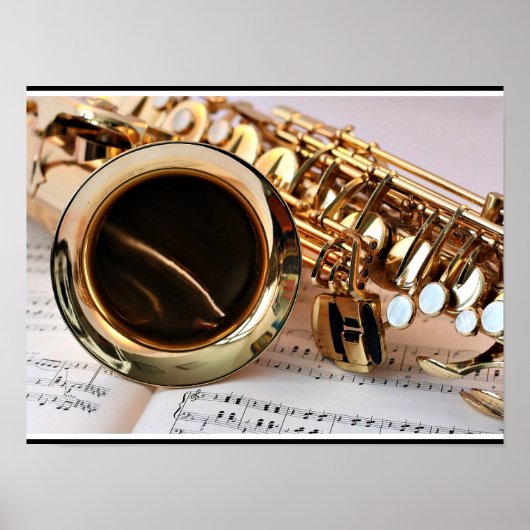 Saxophone, camseup foto poster (Voorkant)