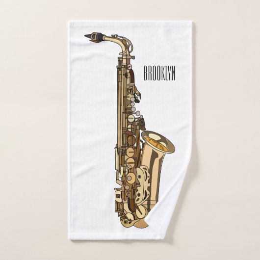 Saxophone cartoon bad handdoek (Handdoek)