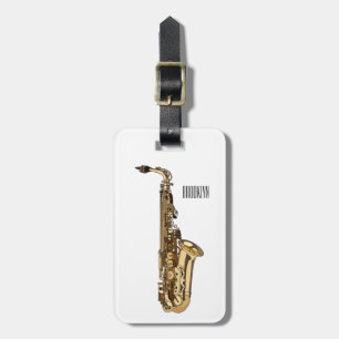 Saxophone cartoon bagagelabel