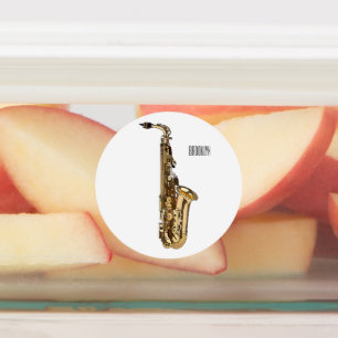 Saxophone cartoon labels