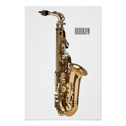 Saxophone cartoon perfect poster (Voorkant)