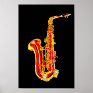 Saxophone cartoon poster