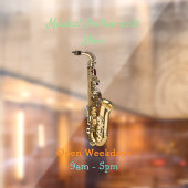Saxophone cartoon raamsticker (Vel 2)