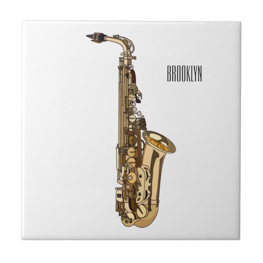 Saxophone cartoon tegeltje (Voorkant)