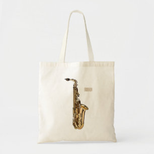 Saxophone cartoon tote bag