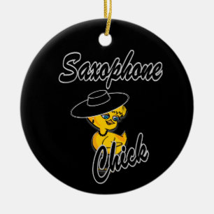 Saxophone Chick #4 Keramisch Ornament