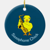 Saxophone Chick Keramisch Ornament (Achterkant)