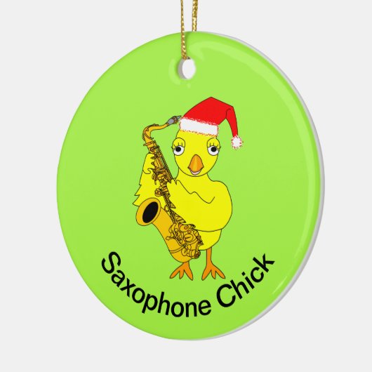 Saxophone Chick Keramisch Ornament (Links)