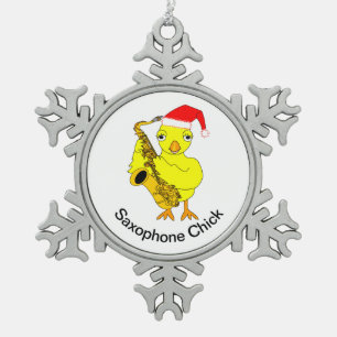 Saxophone Chick Tin Sneeuwvlok Ornament