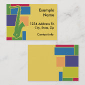 Saxophone Colorblokkaart Visitekaartje (Voorkant / Achterkant)