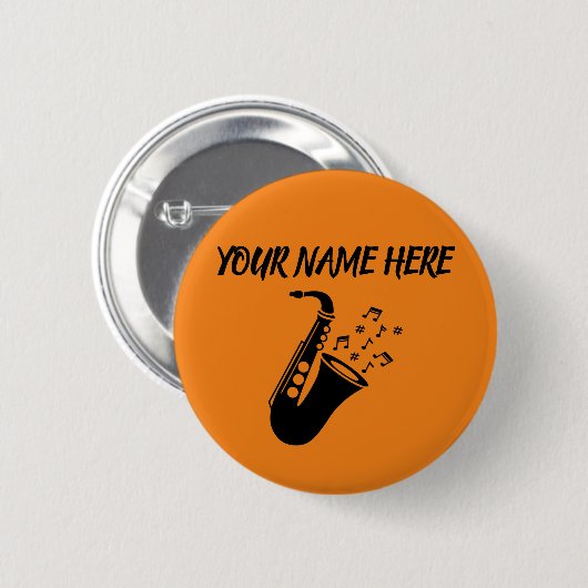 Saxophone CUSTOM NAME Ronde Button 5,7 Cm (Voorkant /achterkant)