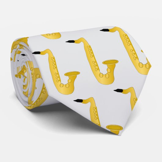 Saxophone Design Stropdas (Opgerold)