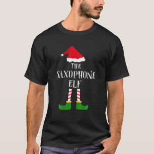 Saxophone Elf Kerstmis Pajama Matching Family Gif T-shirt