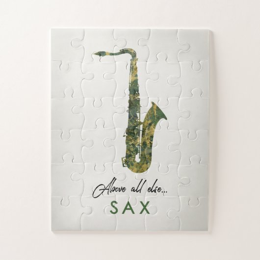 Saxophone - Green Marble Music Legpuzzel (Verticaal)