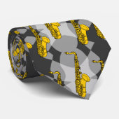 Saxophone Grey Pattern Stropdas (Opgerold)