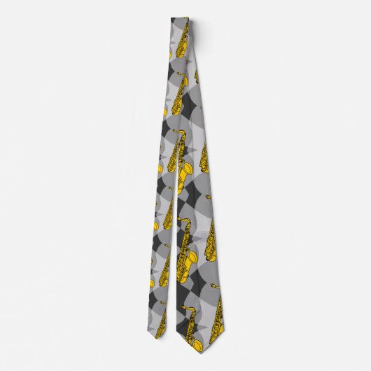 Saxophone Grey Pattern Stropdas (Achterkant)