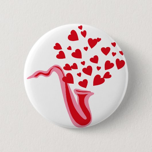 Saxophone Hearts Ronde Button 5,7 Cm (Voorkant)