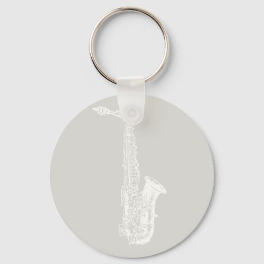 Saxophone Illustrated Music Art CUSTOM COLOR Sleutelhanger (Voorkant)