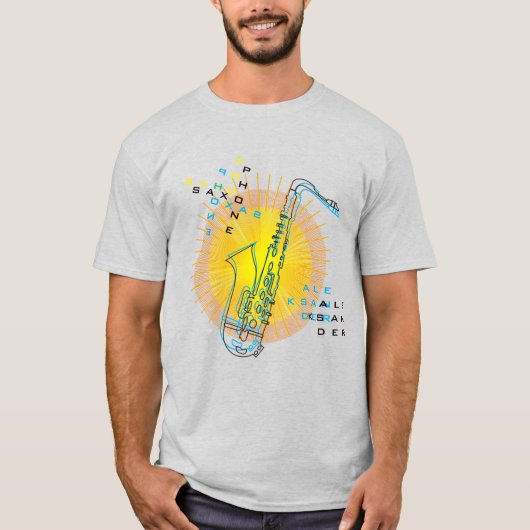 Saxophone Illustratie Cool Modern Art Saxophonist T-shirt (Voorkant)