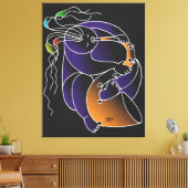 Saxophone in C major - Ink drawing and digital man Canvas Afdruk (Insitu (Woonkamer))