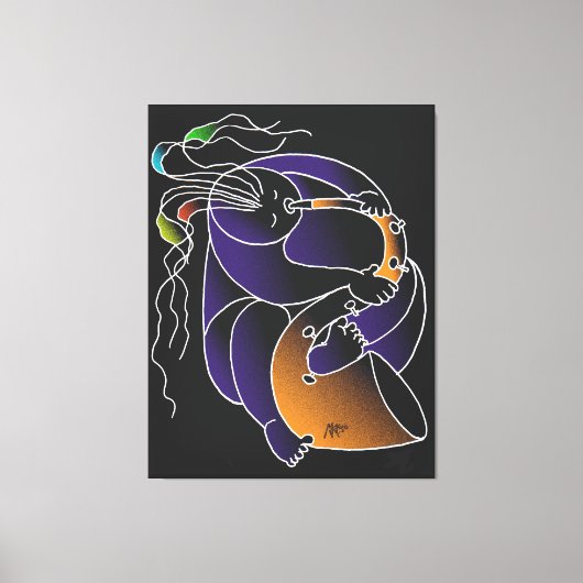 Saxophone in C major - Ink drawing and digital man Canvas Afdruk (Voorkant)