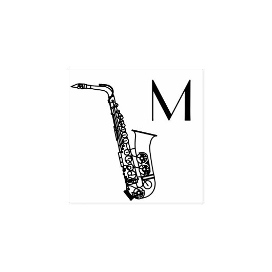 Saxophone Initiaal Monogram Musician Band Teacher Rubberstempel (Afrduk)