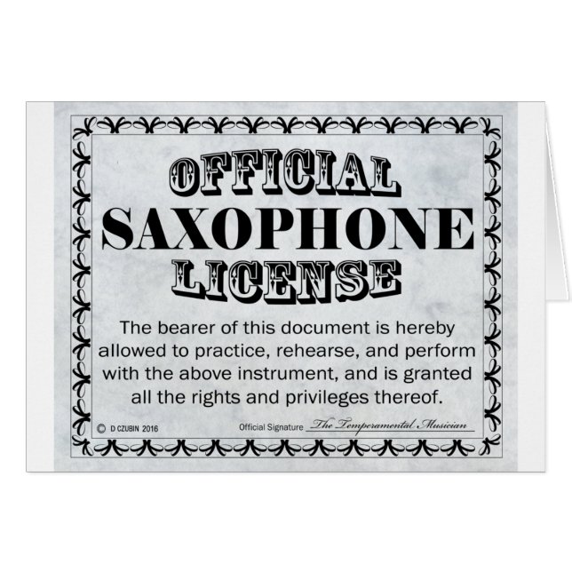Saxophone-licentie (Voorkant Horizontaal)