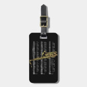 Saxophone met vel Music ~ Black Background Bagagelabel (Voorkant verticaal)