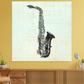 Saxophone  Mint Green Music Art Canvas Afdruk (Insitu (Woonkamer))