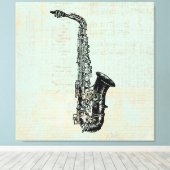 Saxophone  Mint Green Music Art Canvas Afdruk (Insitu (Houten vloer))