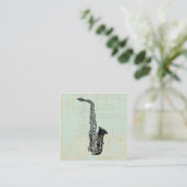 Saxophone  Mint Green Music Art Informatiekaartje (Staand voorkant)